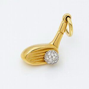 Tiffany & Co Gold and Diamond Golf Club and Ball in Yellow Gold - Charm Pendant